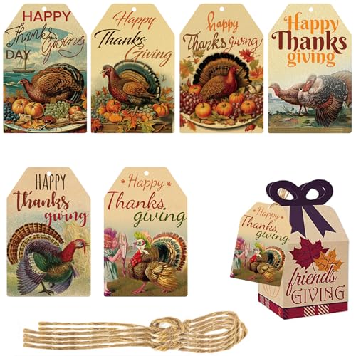 Happy Thanksgiving Türkei Papier Geschenkanhänger, Herbst Thanksgiving Tags Etikett mit Schnur für Danksagung Party Geschenke, Dekoration, Türkei Tag Dekorationen, Geschenkpapier, Zubehör Happy Thanksgiving Türkei Papier Geschenkanhänger, Herbst Thanksgiving Tags Etikett mit Schnur für Danksagung Party Geschenke, Dekoration, Türkei Tag Dekorationen, Geschenkpapier, Zubehör von Hewyom