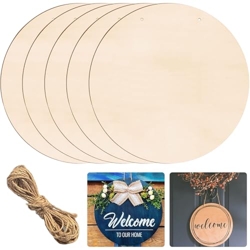 Holzkreise zum Basteln, unlackierte Holzkreise für Cricut-Projekte, Brennen, Malen, Türaufhänger, DIY, Urlaub, Basteln, Heimdekoration, 5 Stück von Hewyom