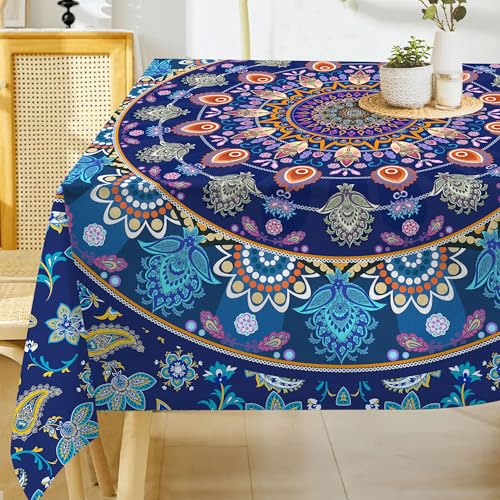Hexagram Boho-Tischdecke, rechteckig, 152,4 x 213,3 cm, Blau Hexagram Boho-Tischdecke, rechteckig, 152,4 x 213,3 cm, Blau von Hexagram