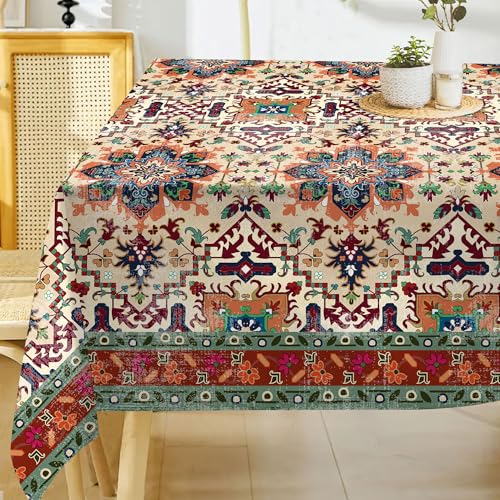Hexagram Boho-Tischdecke, rechteckig, Sommer, rustikal, Vintage, wasserdicht, Tischdecke für Küche, Zuhause, Party, Abendessen, Dekoration, 152,4 x 250,9 cm von Hexagram
