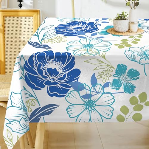 Hexagram Sommerblaue Tischdecke mit Blumenmuster, 152,4 x 213,3 cm, rechteckig Hexagram Sommerblaue Tischdecke mit Blumenmuster, 152,4 x 213,3 cm, rechteckig von Hexagram