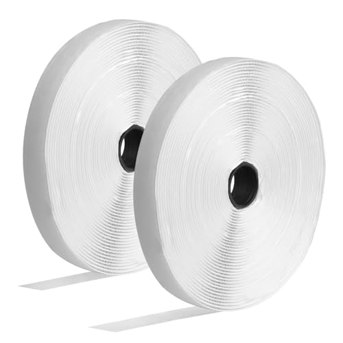 2 Rollen Klettband Selbstklebend Extra Stark, 16mm x 10m Selbstklebendes Klettband Selbstklebend Weiß, Hakenband Klettbänder Klett Klebeband Klettverschluss Band für täglichen Gebrauch von HexinYigjly