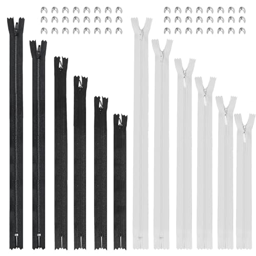 24 STK Reißverschlüsse unsichtbar Reißverschluss Zipper, Nylon reißverschluß weiß & Schwarz zum Nähen und Basteln für Jeans Hosen Kleid Lederwaren + 48 Reißverschlussstopper, 20/30/40/60/80/100 cm 24 STK Reißverschlüsse unsichtbar Reißverschluss Zipper, Nylon reißverschluß weiß & Schwarz zum Nähen und Basteln für Jeans Hosen Kleid Lederwaren + 48 Reißverschlussstopper, 20/30/40/60/80/100 cm von HexinYigjly