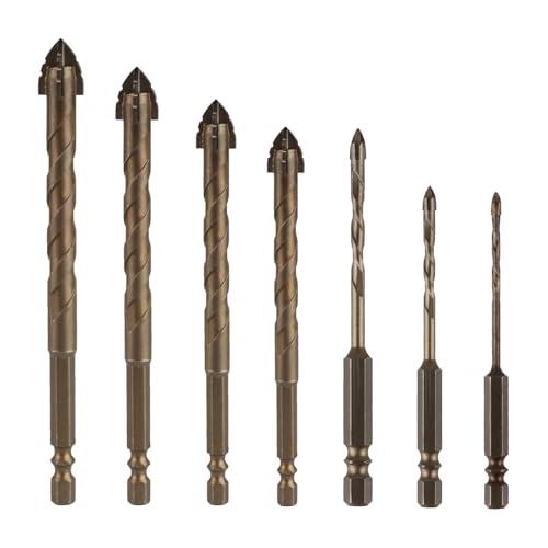 7 STK Hart Metallbohrer Set Profi, neuer Vierschneidiger Sägezahn-Exzenterbohrern, HSS Sägezahn Bohrer mit 4 Schneiden Bohrer für Ziegel Holz Fliesen Stahl Exzenterbohrer(3/4/5/6/8/10/12mm) von HexinYigjly