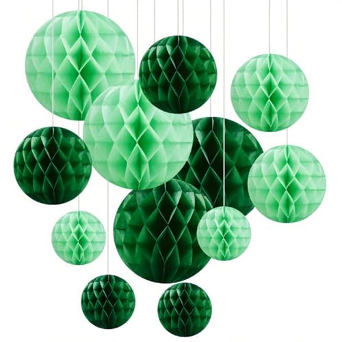 Hexizexi 12 Stück Papier Wabenball 15cm 20cm 25cm Wabenkugel Grün Honeycomb Balls Hängende Wabenbäll für Geburtstag Hochzeit Graduierung Party von Hexizexi