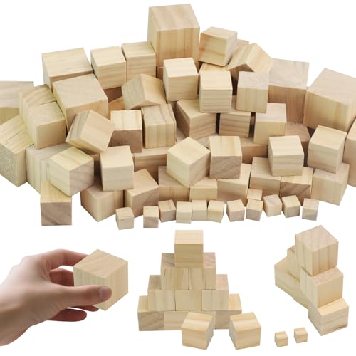 Hexizexi 70 Stück Holzwürfel 30mm Natürliche Holzblöcke Holzwürfel zum Basteln Unlackierte Quadratische Holzklötze für DIY Malerei Schnitzen Basteldekoration von Hexizexi