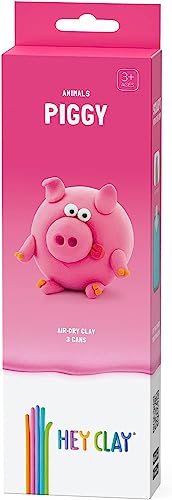 Hey Clay Piggy – bunte Modellier-Kinder – lufttrockenes Ton-Set 15 Dosen und Modellierwerkzeuge mit lustiger interaktiver Anleitung von Hey Clay