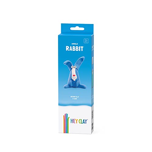 Hey Clay Rabbit Knetmasse klein Set Kaninchen Modelliermasse für Kinder im Kleinpaket mit 1 Motiv mit 3 Farben Hasenfigur Set mit interaktiver App Ungiftig von Hey Clay