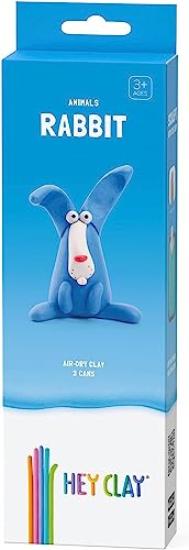 Hey Clay Rabbit – bunte Modellier-Kinder – lufttrockenes Ton-Set 15 Dosen und Modellierwerkzeuge mit lustiger interaktiver Anleitung von Hey Clay