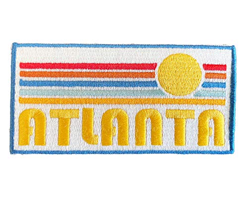 Atlanta Patch – Retro Sunrise 100% Stickerei zum Aufbügeln oder Aufnähen Atlanta, Georgia Patch (10,2 x 5,1 cm) von Hey Mountains