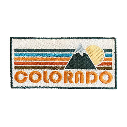 Colorado Aufnäher zum Aufnähen, Motiv: Berge, Retro, 100% Stickerei, Colorado (4 x 2 Zoll) von Hey Mountains