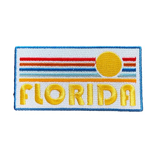Florida Patch – Retro Sunrise 100% Stickerei Florida Aufnäher zum Aufnähen oder Aufbügeln (10,2 x 4,4 cm) von Hey Mountains