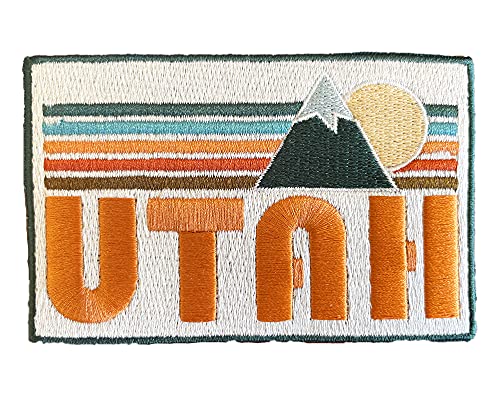 Utah Patch – Retro Mountain 100% Stickerei Utah-Aufnäher zum Aufbügeln oder Aufnähen, 10,2 x 6,3 cm von Hey Mountains