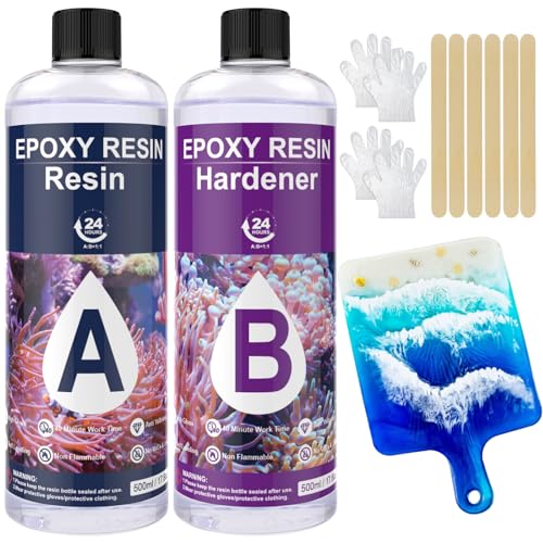 Epoxidharz mit Härter 1000ml/34oz, Epoxidharz Set Anfänger - 1: 1 Verhältnis Premium Harz Kristallklares Gießharz für Holz, Kunst, Aquarium, Handwerk, Schmuckherstellung, Flusstische Harz Epoxidharz mit Härter 1000ml/34oz, Epoxidharz Set Anfänger - 1: 1 Verhältnis Premium Harz Kristallklares Gießharz für Holz, Kunst, Aquarium, Handwerk, Schmuckherstellung, Flusstische Harz von HeyBalon