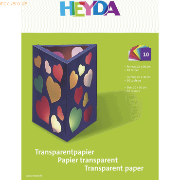 10 x Heyda Bastelmappe Transparentpapier 20x30cm 42g/qm VE=10 Blatt fa von Heyda