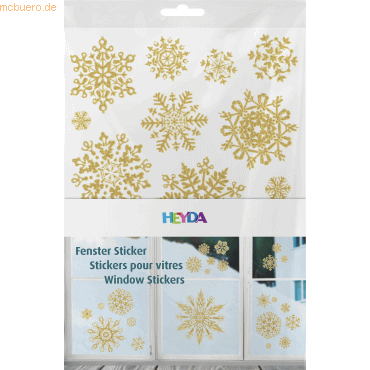 10 x Heyda Fenster-Sticker A4 Kristalle 3 Bögen goldfarben von Heyda