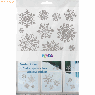 10 x Heyda Fenster-Sticker A4 Kristalle 3 Bögen silber von Heyda