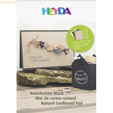 10 x Heyda Naturkarton-Block A4 20 Blatt sortiert von Heyda