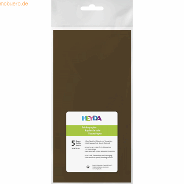 10 x Heyda Seidenpapier 18g/qm 50x70cm braun VE=5 Bogen von Heyda