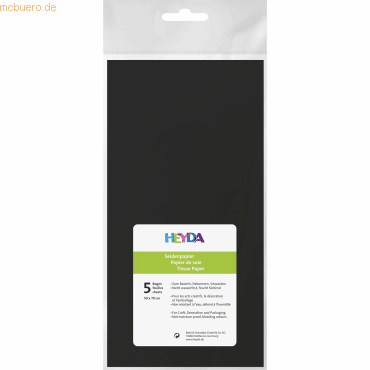 10 x Heyda Seidenpapier 18g/qm 50x70cm schwarz VE=5 Bogen von Heyda