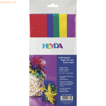 10 x Heyda Seidenpapier 50x70cm 18g/qm VE=5 Bögen dunkel farbig sortie von Heyda