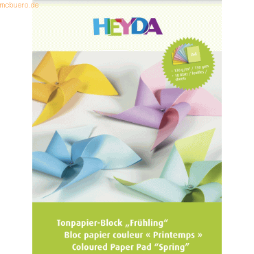 10 x Heyda Tonpapier-Block A4 130g/qm 10 Blatt Frühling von Heyda