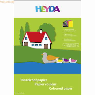 10 x Heyda Tonzeichenblock A4 130g/qm 20 Blatt sortiert 10 x Heyda Tonzeichenblock A4 130g/qm 20 Blatt sortiert von Heyda