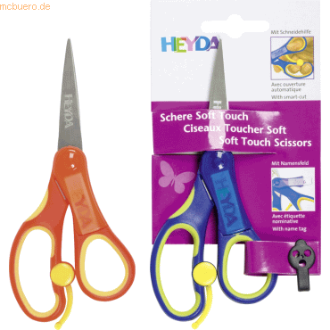 12 x Heyda Kinderschere SoftTouchplus 13,5cm spitz farbig sortiert von Heyda