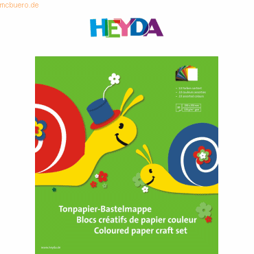 20 x Heyda Tonpapier Mappe 25x35cm 130g/qm VE= 10 Blatt farbig sortier von Heyda