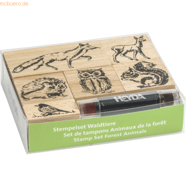 3 x Heyda Stempelset Holz Waldtiere VE=6 Stempel von Heyda