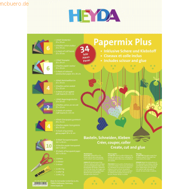 5 x Heyda Bastelpapier Papermix Plus VE=34 Teile von Heyda