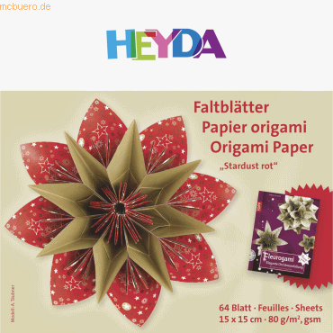 5 x Heyda Falblätter Papier 15x15cm rot VE=64 Blatt von Heyda