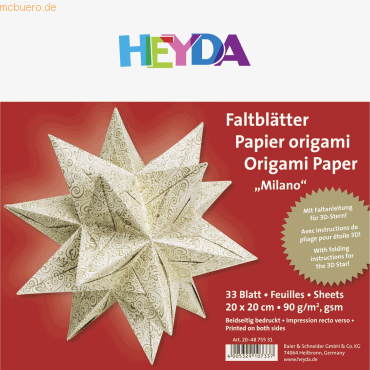 5 x Heyda Faltblätter 20x20cm 33 Blatt chamois/gold 5 x Heyda Faltblätter 20x20cm 33 Blatt chamois/gold von Heyda
