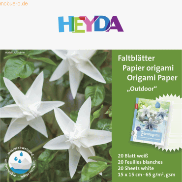 5 x Heyda Faltblätter Outdoor Papier 15x15cm weiß VE=20 Blatt von Heyda