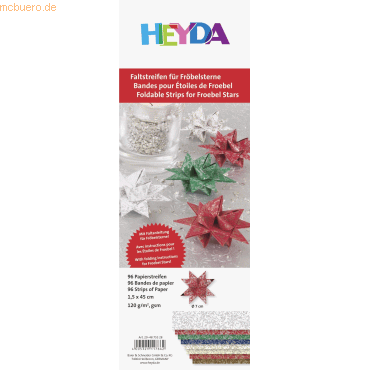 5 x Heyda Faltblatt Papier 1,5x45 cm 4 Farben sortiert 96 Streifen von Heyda