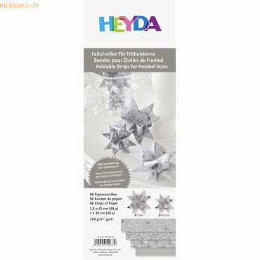 5 x Heyda Faltstreifen Fröbelsterne 1,5x45 cm silber VE=96 Stück von Heyda