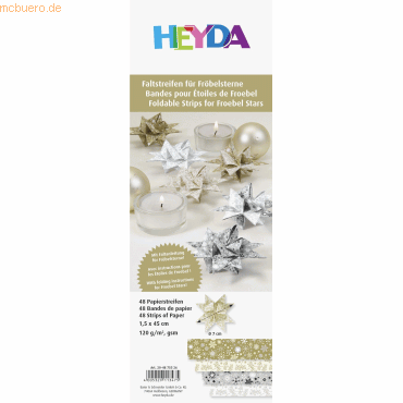 5 x Heyda Faltstreifen Fröbelsterne 1,5x60cm gold/silber VE=48 Streife von Heyda