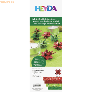 5 x Heyda Faltstreifen Fröbelsterne 1x45cm rot/grün VE=48 Streifen von Heyda