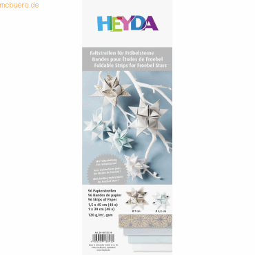5 x Heyda Faltstreifen Fröbelsterne natur weiß/mint 1x30cm/1,5x45cm VE von Heyda