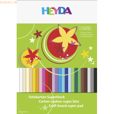 5 x Heyda Fotokarton-Block 300 g/qm 24x34cm Regenbogen 25 Blatt von Heyda