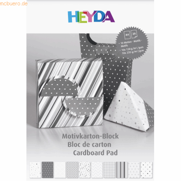 5 x Heyda Motivkarton-Block A4 100/220g/qm 20 Blatt anthrazit von Heyda
