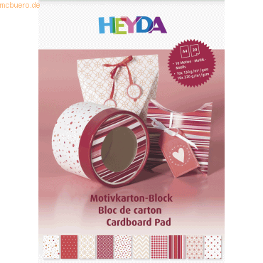 5 x Heyda Motivkarton-Block A4 100/220g/qm 20 Blatt rot von Heyda
