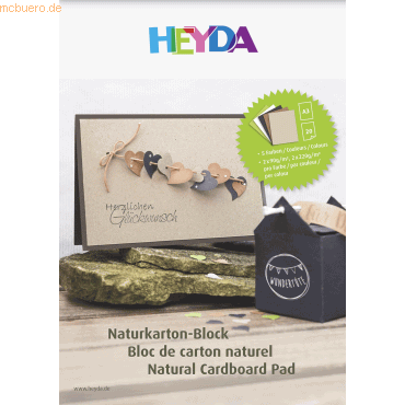 5 x Heyda Naturkarton-Block A3 20 Blatt sortiert von Heyda