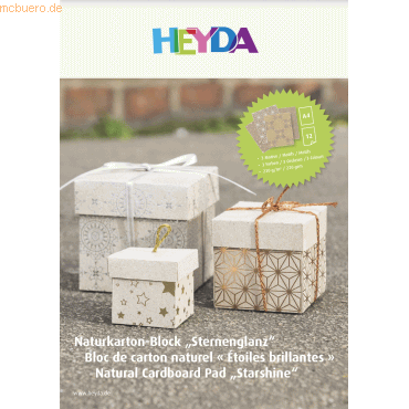 5 x Heyda Naturkarton-Block A4 12 Blatt Stern von Heyda