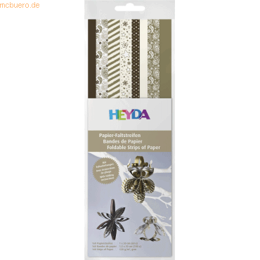 5 x Heyda Papierstreifen 1x30cm/1,5x30cm goldfarben/creme/braun VE=160 von Heyda