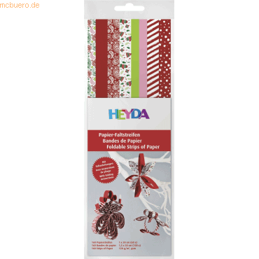 5 x Heyda Papierstreifen 1x30cm/1,5x30cm rot/weiß VE=160 Stück von Heyda