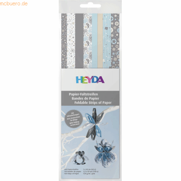 5 x Heyda Papierstreifen 1x30cm/1,5x30cm silber/blau VE=160 Stück von Heyda