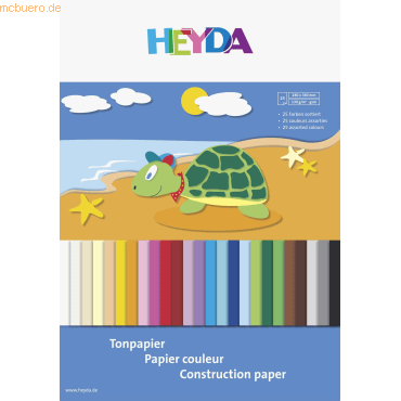 5 x Heyda Tonpapier-Superblock 24x34cm 25 Farben sortiert von Heyda