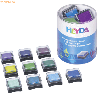 6 x Heyda Stempelkissenset 3x3cm Aqua von Heyda