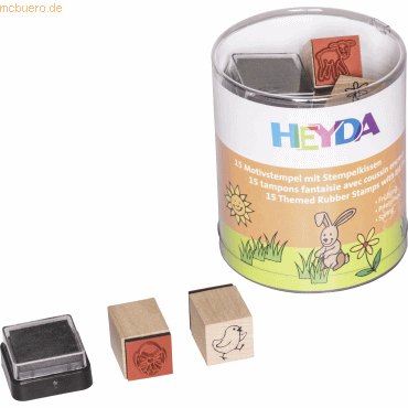 6 x Heyda Stempelset Holz Frühling/Frühlingsmotive 1,5x1,5cm VE=15 Stü von Heyda